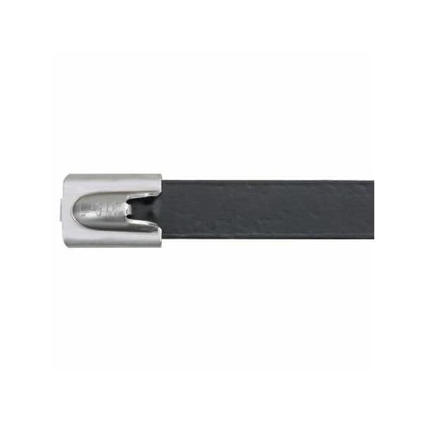 Cable Tie, 10-1/2 in L, 2.70 in Max Bundle Dia., Black, 316 Stainless Steel, 250 lb Strength, 50 PK